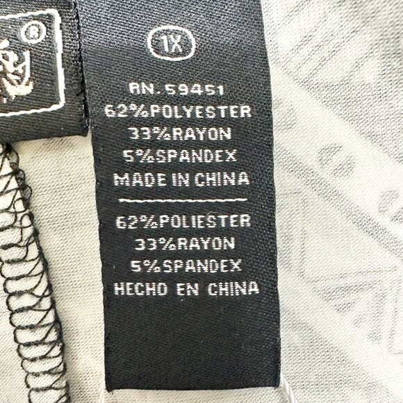 Jane Ashley Skirt Womens 1X Black White Geometric Print Poly Blend Elastic Waist - Picture 3 of 7